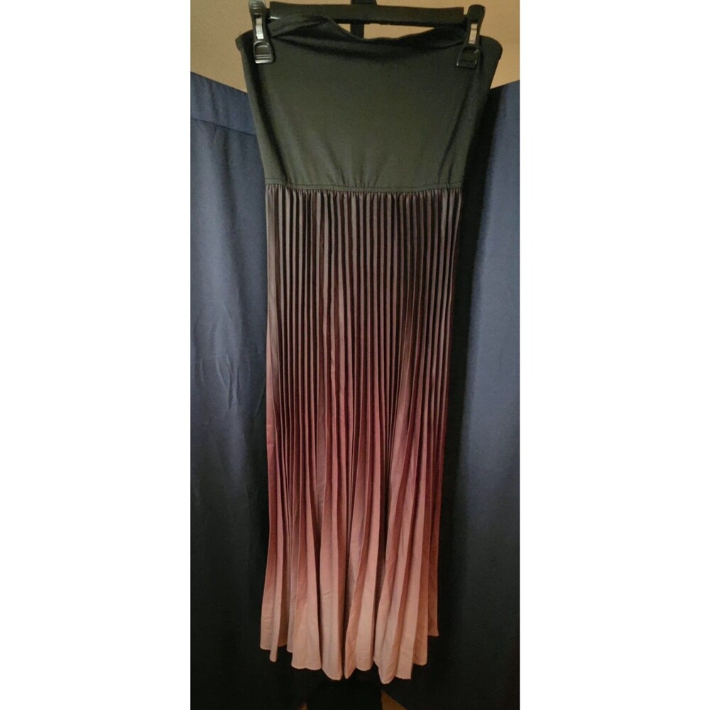 CUPSHE RED OMBRE Pleated Maxi Sz S Dress Black Strapless Top NWT - Picture 6 of 14
